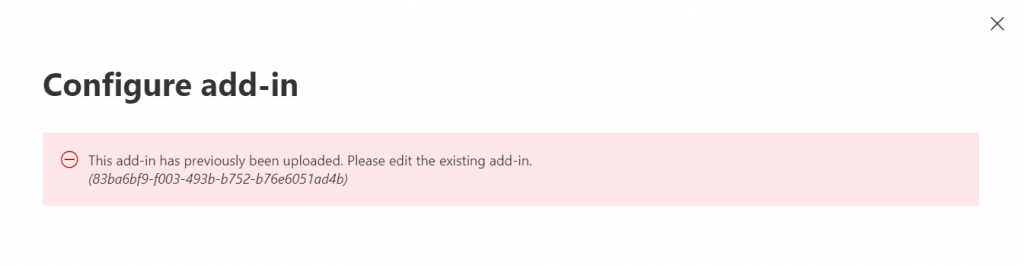 Configure Add-In Error