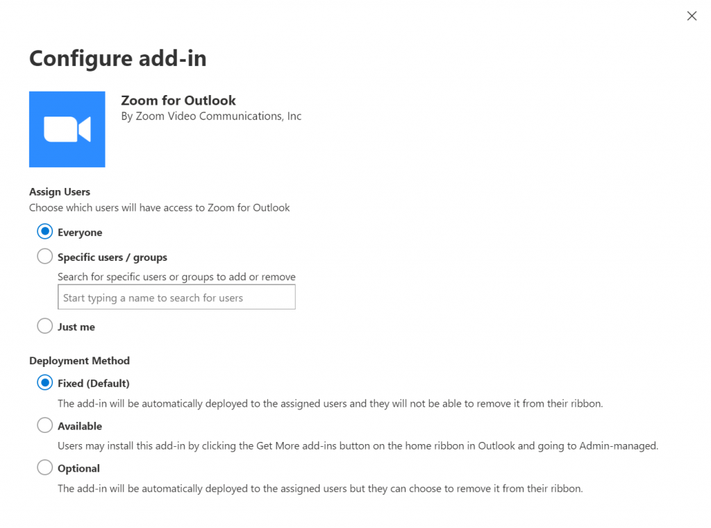 Configure Zoom for Outlook Add-In