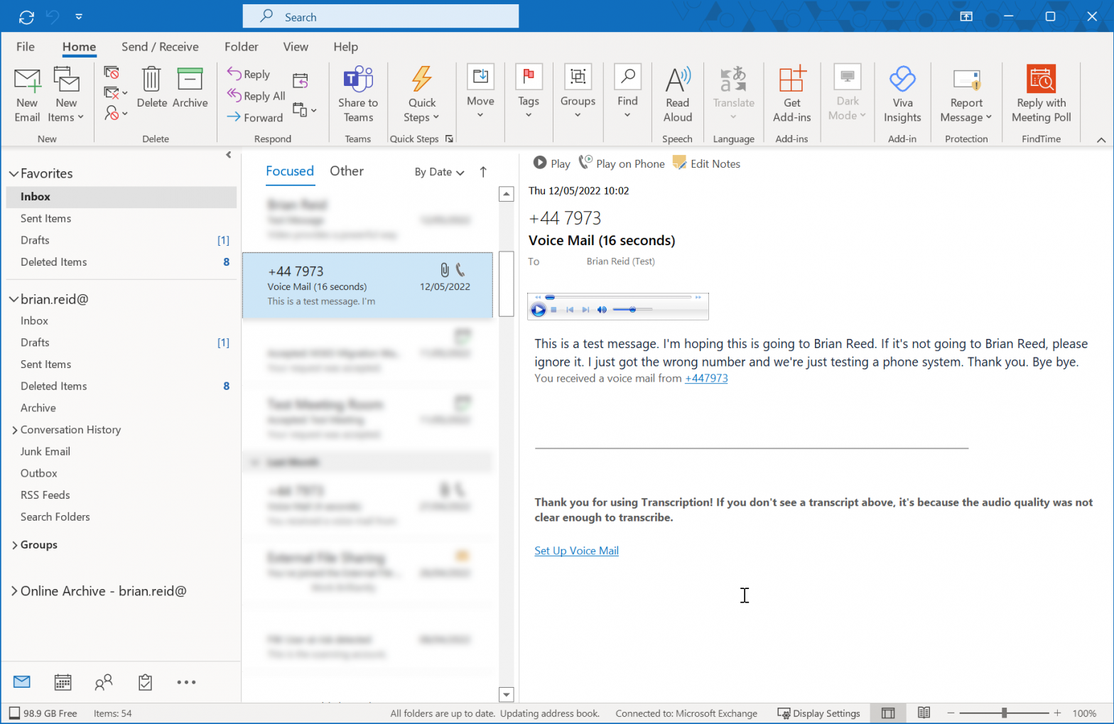 Fixing the Display of Voicemail In Outlook – Brian Reid – Microsoft 365 ...