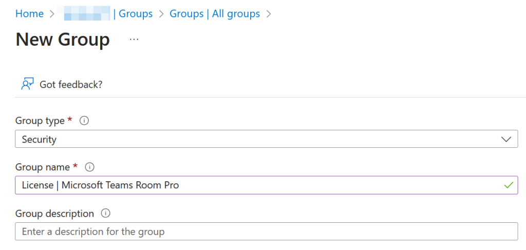 Creating a group in Entra ID