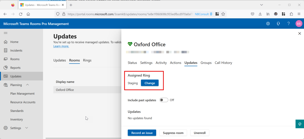 Changing Update Settings is shown in a screenshot of the Pro Management Portal
