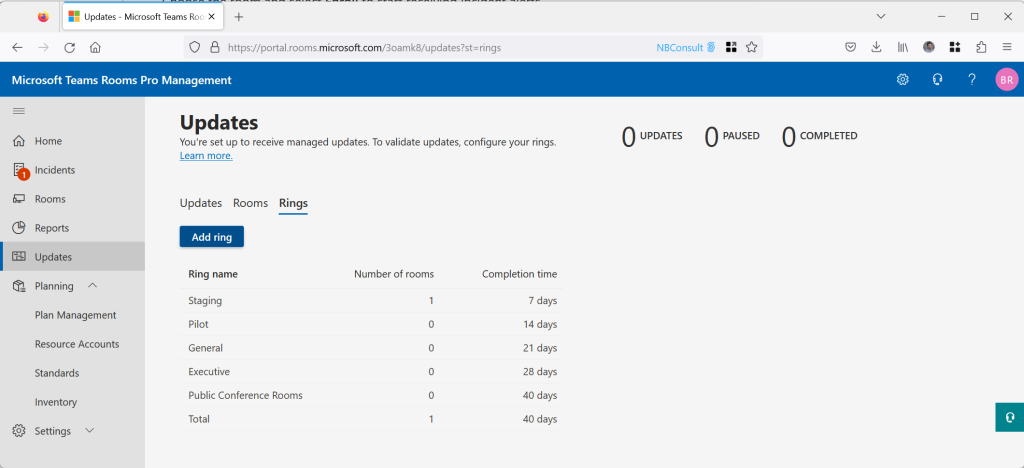 Update Rooms is shown in a screenshot of the Pro Management Portal